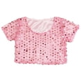 thumbnail image 1 of WOYY Girls Glitter Sequin Crop Top Metallic Shiny Performance Short Sleeve Tee, 1 of 3