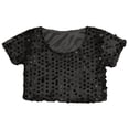 thumbnail image 1 of WOYY Girls Glitter Sequin Crop Top Metallic Shiny Performance Short Sleeve Tee, 1 of 3