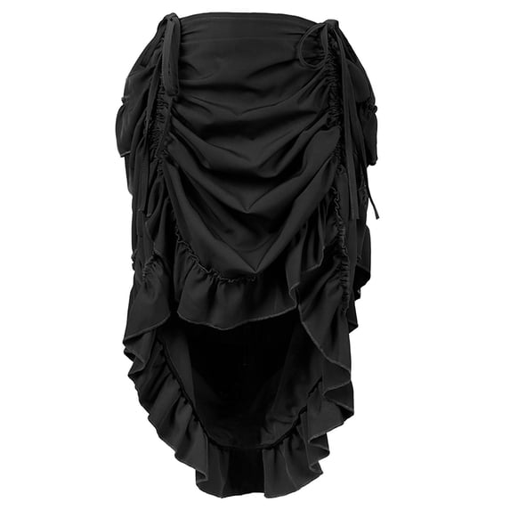 WOYY Girls Gothic Ruffled Drawstring Layered Irregular Retro Skirt, Sizes 14-18