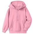 thumbnail image 1 of WOYY Girls Half Zip Hoodie -Lined Long Sleeve Pullover Hooded Sweatshirt, Pink, Sizes 5-14, 1 of 2