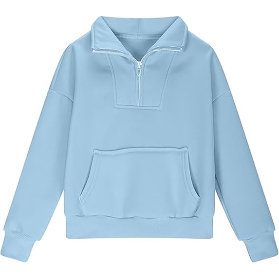 WOYY Girls Half Zip Sweatshirt Quarter Zip Pullover Sweatshirts with Pockets, Sizes 5-14