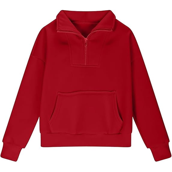 WOYY Girls Half Zip Sweatshirt Quarter Zip Pullover Sweatshirts with Pockets, Sizes 5-14