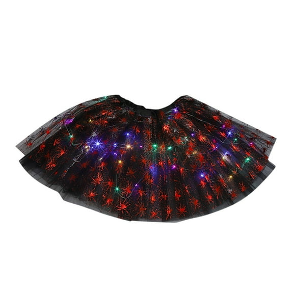 WOYY Girls Halloween Led Tutu Skirt Light Up Party Dancing Tulle Skirt