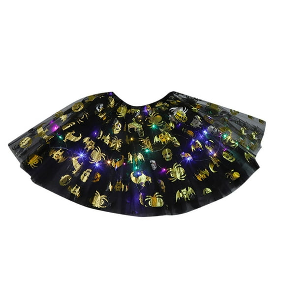WOYY Girls Halloween Led Tutu Skirt Light Up Party Dancing Tulle Skirt
