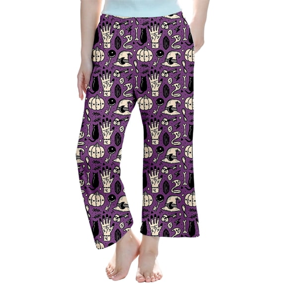 WOYY Girls Halloween Pajama Pants Allover Print Soft Elastic Waist Sleep Pants, Sizes 3-14