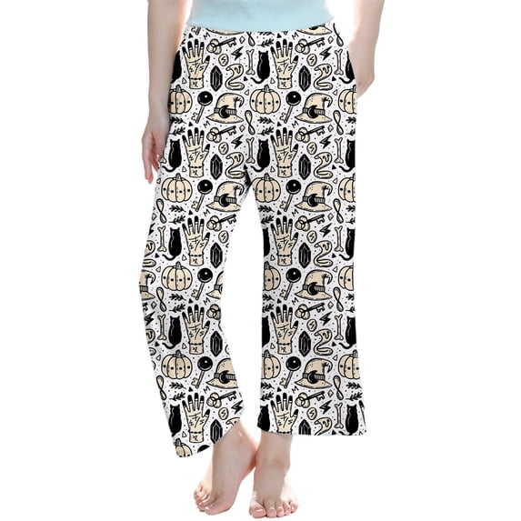 WOYY Girls Halloween Pajama Pants Allover Print Soft Elastic Waist Sleep Pants, Sizes 3-14