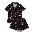 thumbnail image 1 of WOYY Girls Halloween Pajama Sets Short Sleeve Button Down Shirt Shorts Cute PJs, Sizes 3-14, 1 of 8