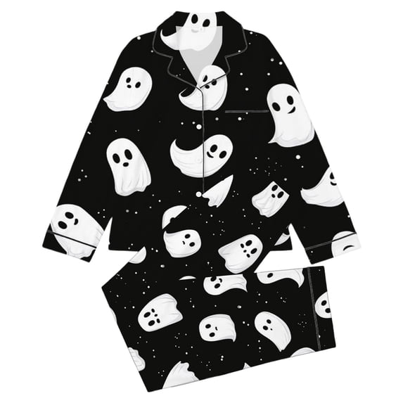 WOYY Girls Halloween Pajamas Ghost Print Long Sleeve Top Pants PJs Sleepwear, Sizes 3-14