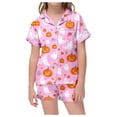 thumbnail image 1 of WOYY Girls Halloween Pajamas Short Sleeve Button Front Shirt Shorts PJ Set, Sizes 1-14, 1 of 5