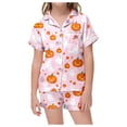 thumbnail image 1 of WOYY Girls Halloween Pajamas Short Sleeve Button Front Shirt Shorts PJ Set, Sizes 1-14, 1 of 5