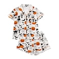 thumbnail image 1 of WOYY Girls Halloween Pajamas Sleepwear Set Button Down Shirt Shorts Loungewear, Sizes 3-14, 1 of 6