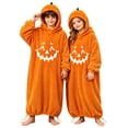 thumbnail image 1 of WOYY Girls Halloween Pumpkin Onesie Cozy Fuzzy Hooded Jumpsuit Cute Sleepwear, Sizes 5-15, 1 of 5