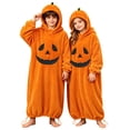 thumbnail image 1 of WOYY Girls Halloween Pumpkin Sleepwear Onesie Cozy Flannel Hooded Jumpsuit Pajama Romper, Sizes 5-15, 1 of 5