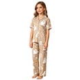 thumbnail image 1 of WOYY Girls Halloween Short Sleeve Button Down Top Pants Pajamas Sleepwear Set, Sizes 2-16, 1 of 3