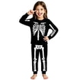 thumbnail image 1 of WOYY Girls Halloween Skeleton Pajamas Loungewear Long Sleeve Top with Pants, Sizes 2-10, 1 of 3
