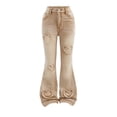 thumbnail image 1 of WOYY Girls Heart Embroidery Flared Jeans Slim Fit Stretch Denim Pants, Sizes 12-13, 1 of 5