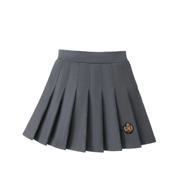 WOYY Girls High Rise Pleated Skirt School A Line Skirts with Built-In Shorts, Grey, Sizes 3-12