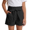 thumbnail image 1 of WOYY Girls High Waisted Shorts Summer Casual Belted Ruffle Shorts with Pockets, Black, Sizes 4-14, 1 of 8