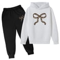 thumbnail image 1 of WOYY Girls Leopard Bow Graphic Hoodie Sweatpants Outfits Casual Sweat Suit Fashion Kids Clothes, Sizes 3-14, 1 of 2
