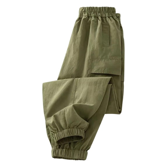 WOYY Girls Lightweight Jogger Pants Quick Drying Baggy Athletic Pants, Sizes 5-16, Green