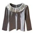 thumbnail image 1 of WOYY Girls Long Sleeve Blouse with Lace Trim Collar Cute Casual T-Shirt Base Layer Shirt, 1 of 2