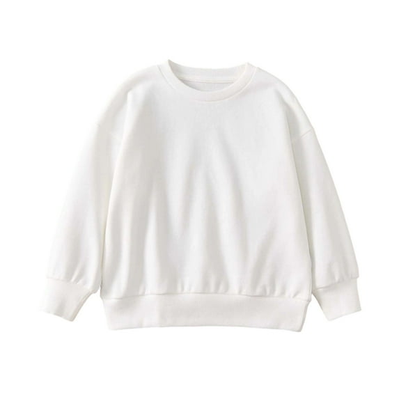 WOYY Girls Long Sleeve Sweatshirt Casual Cotton Solid Color Crew Neck Pullover, Sizes 3-4