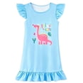 thumbnail image 1 of WOYY Girls Nightgown Cute Dinosaur Ruffle Sleeve Sleep Dress Soft Nightdress, Sizes 3-10, 1 of 2
