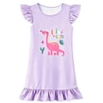 thumbnail image 1 of WOYY Girls Nightgown Cute Dinosaur Ruffle Sleeve Sleep Dress Soft Nightdress, Sizes 3-10, 1 of 2