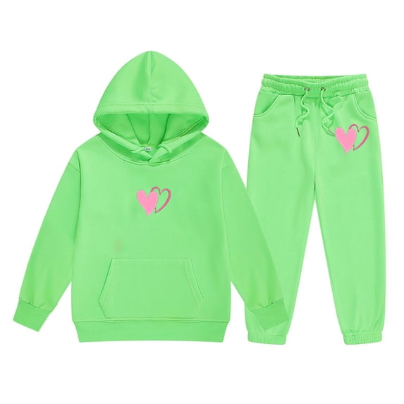 WOYY Girls Outfits Casual Hoodie Sweatpants Sweatsuit Kids Clothing Sets, Sizes 2-13