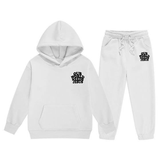 WOYY Girls Outfits Casual Letter Print Hoodie Pants Comfy Sweat Suit for Kids, Sizes 2-13