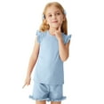 thumbnail image 1 of WOYY Girls Outfits Cotton Ribbed Flutter Sleeve T-Shirt Shorts Set, Sizes 2-3, 1 of 6