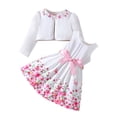 thumbnail image 1 of WOYY Girls Outfits Floral Print Sleeveless Dress with Long Sleeve Cardigan Coat, Sizes 2-7, 1 of 8
