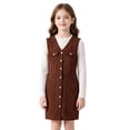 thumbnail image 1 of WOYY Girls Outfits Knit Ribbed Long Sleeve Top Sleeveless Dress Fall Clothes Set, Size 7-12, 1 of 8