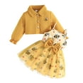 thumbnail image 1 of WOYY Girls Outfits Long Sleeved Coat Cartoon Bee Print Sleeveless Bowknot Dress Set, 1 of 8