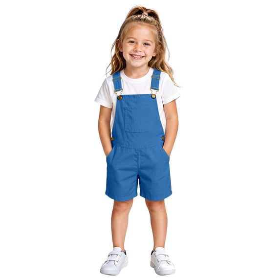 WOYY Girls Overalls with Adjustable Straps Kids Unisex Summer Casual Romper, Sizes 4-13
