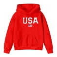 thumbnail image 1 of WOYY Girls Oversized Hoodie Usa Patriotic Long Sleeve Pullover Hooded Sweatshirt, Sizes 3-14, 1 of 3