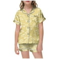 thumbnail image 1 of WOYY Girls Pajama Set Dinosaur Short Sleeve Button Down Shirt Shorts PJ Set, Sizes 2-13, 1 of 4