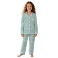 thumbnail image 1 of WOYY Girls Pajama Set Green Gingham Bow Print Long Sleeve Top Pants Sleepwear, Sizes 3-14, 1 of 4