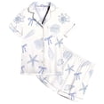 thumbnail image 1 of WOYY Girls Pajama Set Ocean Graphic Short Sleeve Button Down Shirt Shorts PJs, Sizes 2-13, 1 of 3