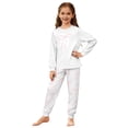 thumbnail image 1 of WOYY Girls Pajamas Long Sleeve Bow Graphic Tee Sleep Pants Comfy Loungewear, Sizes 3-14, 1 of 6