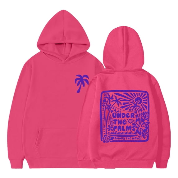 WOYY Girls Palm Graphic Hoodie Kids Preppy Pullover Pocket Hooded Sweatshirt, Sizes 1-13