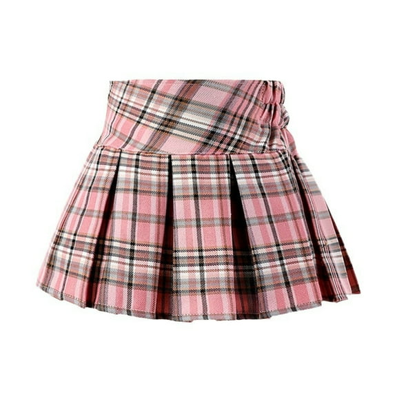 WOYY Girls' Pleated Plaid Mini Skirt School Casual Skater Skirt, Sizes 1-14