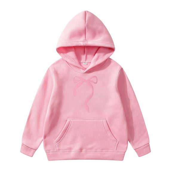 WOYY Girls Preppy Cute Hoodie Oversized Long Sleeve Pullover Hooded Sweatshirt, Pink, Sizes 3-14