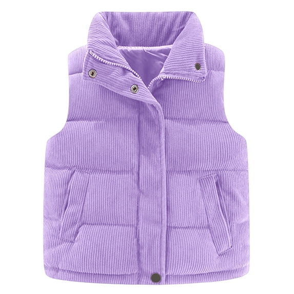 WOYY Girls Quilted Vest Winter Warm Padded Sleeveless Jacket Windproof Outerwear, Sizes 11-12
