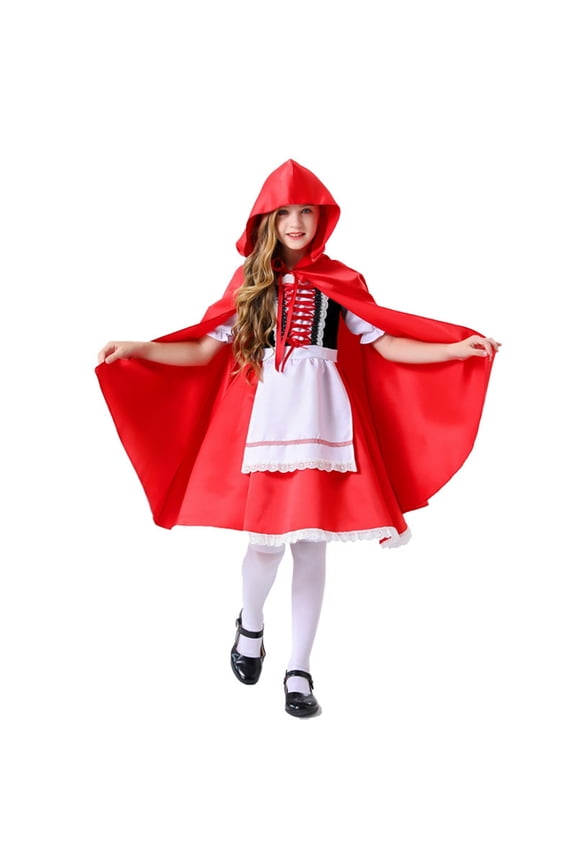 Girls Red Riding Hooded Dress and Cape Outfit for Performance