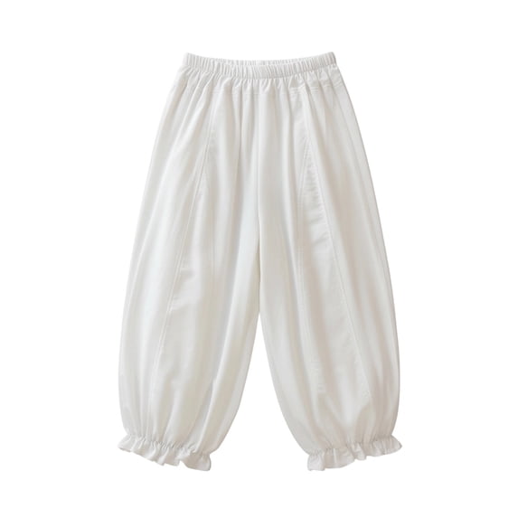 WOYY Girls Ruffle Baggy Pants Loose Lightweight Trousers Summer Bloomers Slacks