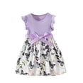 thumbnail image 1 of WOYY Girls Ruffle Sleeveless Dress Casual Butterfly Print Splice A Line Dress, Purple, Sizes 2-7, 1 of 2