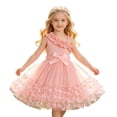 thumbnail image 1 of WOYY Girls Ruffles One Shoulder Tulle Dress 3D Butterfly Spaghetti Strap Dress, Pink, Sizes 3-10, 1 of 8