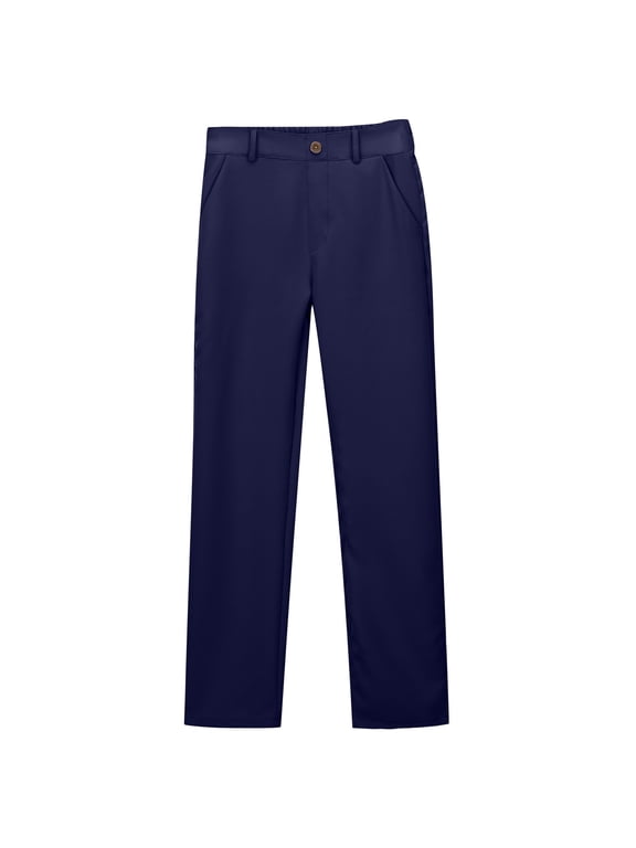 Girls School Uniform Pants Straight Leg Skinny Stretch Pants Casual Pull On Trousers, Sizes 15-16