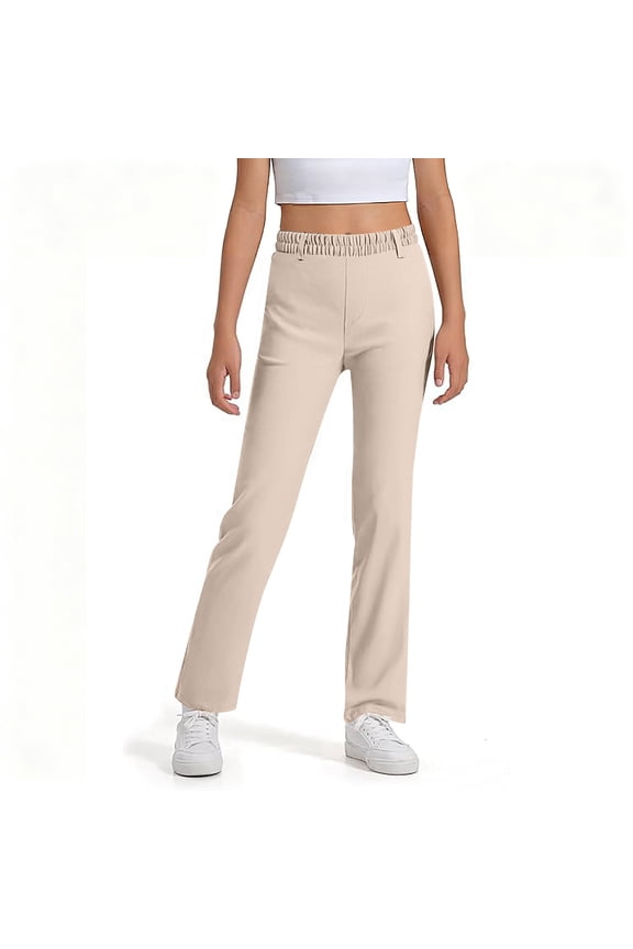 Girls School Uniform Pants Unisex Kids Straight Leg Pull-On Stretch Pants, Sizes 5-6